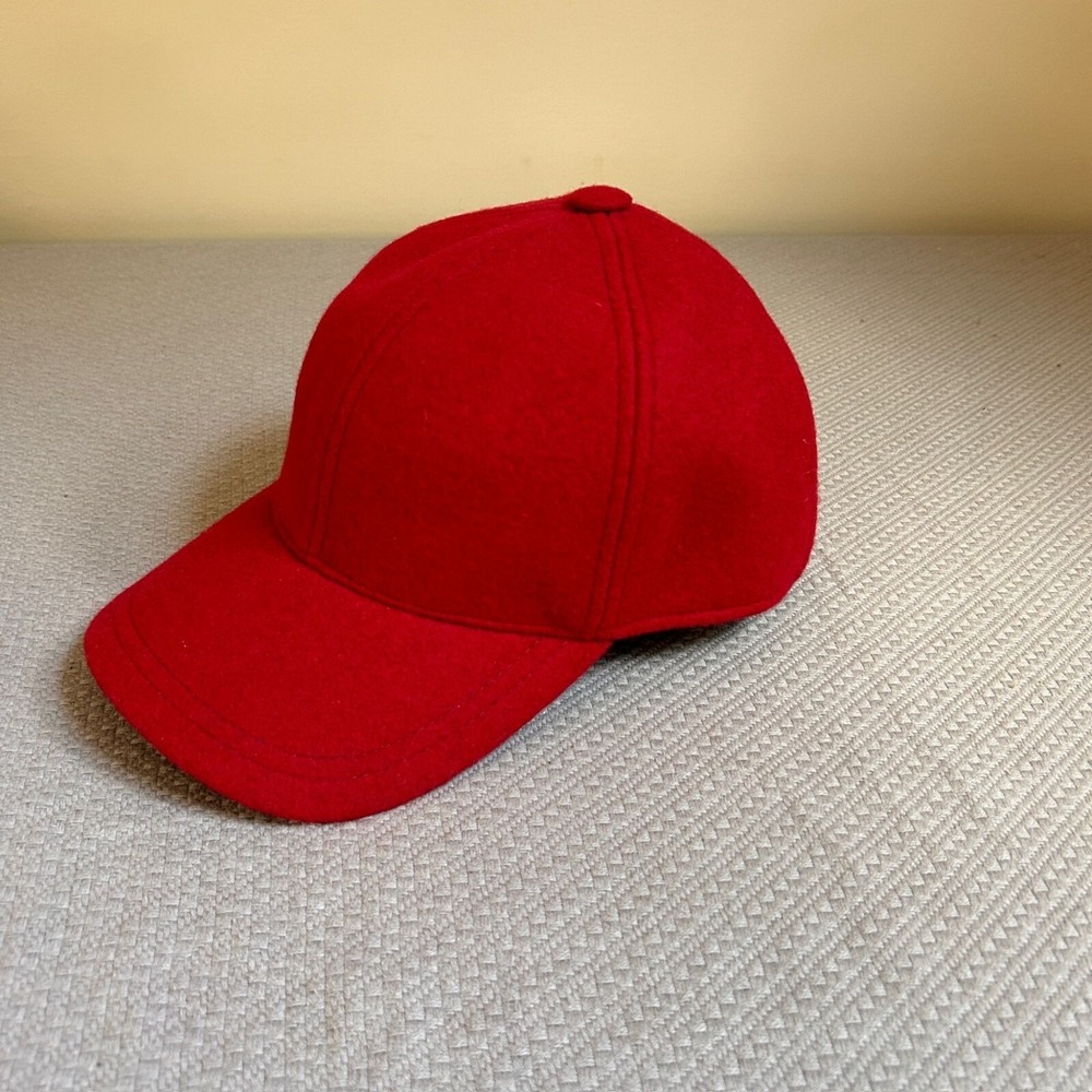 Maus & Hoffman Size Large Red Baseball Cap Hat Grant Wool And Brimmed Plain